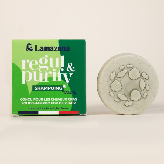 Shampoing solide pour cheveux gras Regul & Purify - Argile verte - Lamazuna