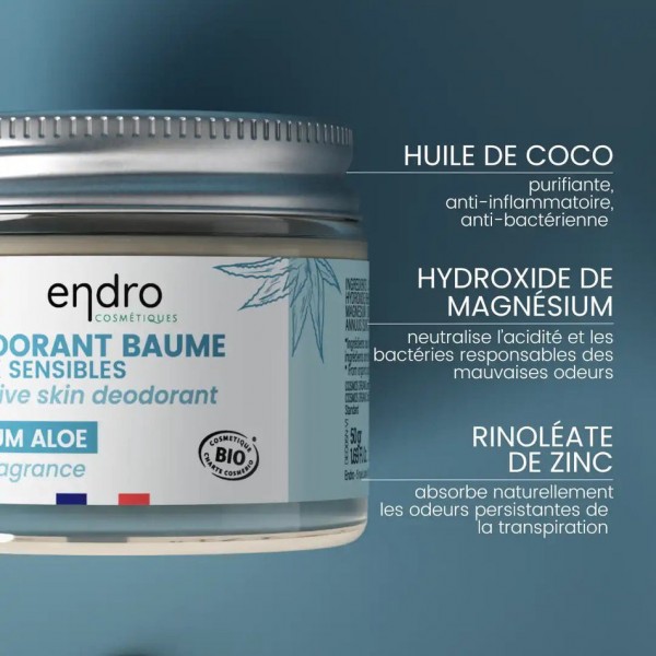 Déodorant baume BIO Peaux Sensibles Aloe - Endro cosmétiques