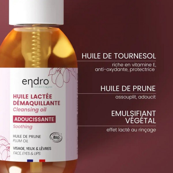 Huile lactée démaquillante Bio Endro cosmétiques