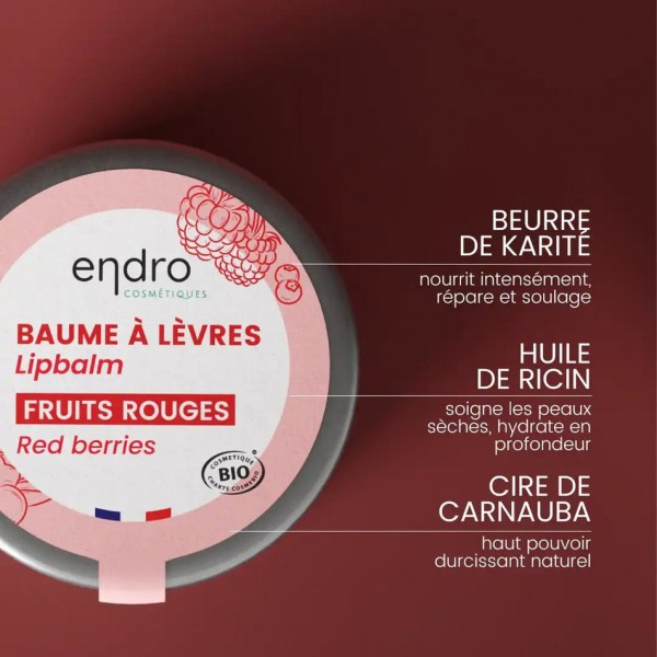 Baume à Lèvres Naturel BIO Fruits Rouges Endro Cosmétiques