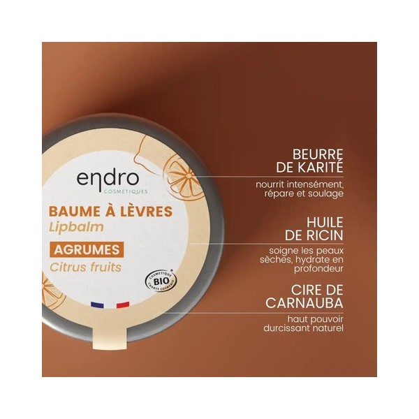 Baume à Lèvres Naturel BIO Agrumes Endro Cosmétiques